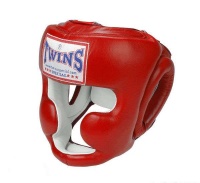 Шлем боксерский TWINS (кожа) (красный) размер М HGL-6